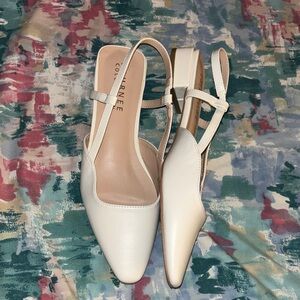 Journee White Slingback Heels